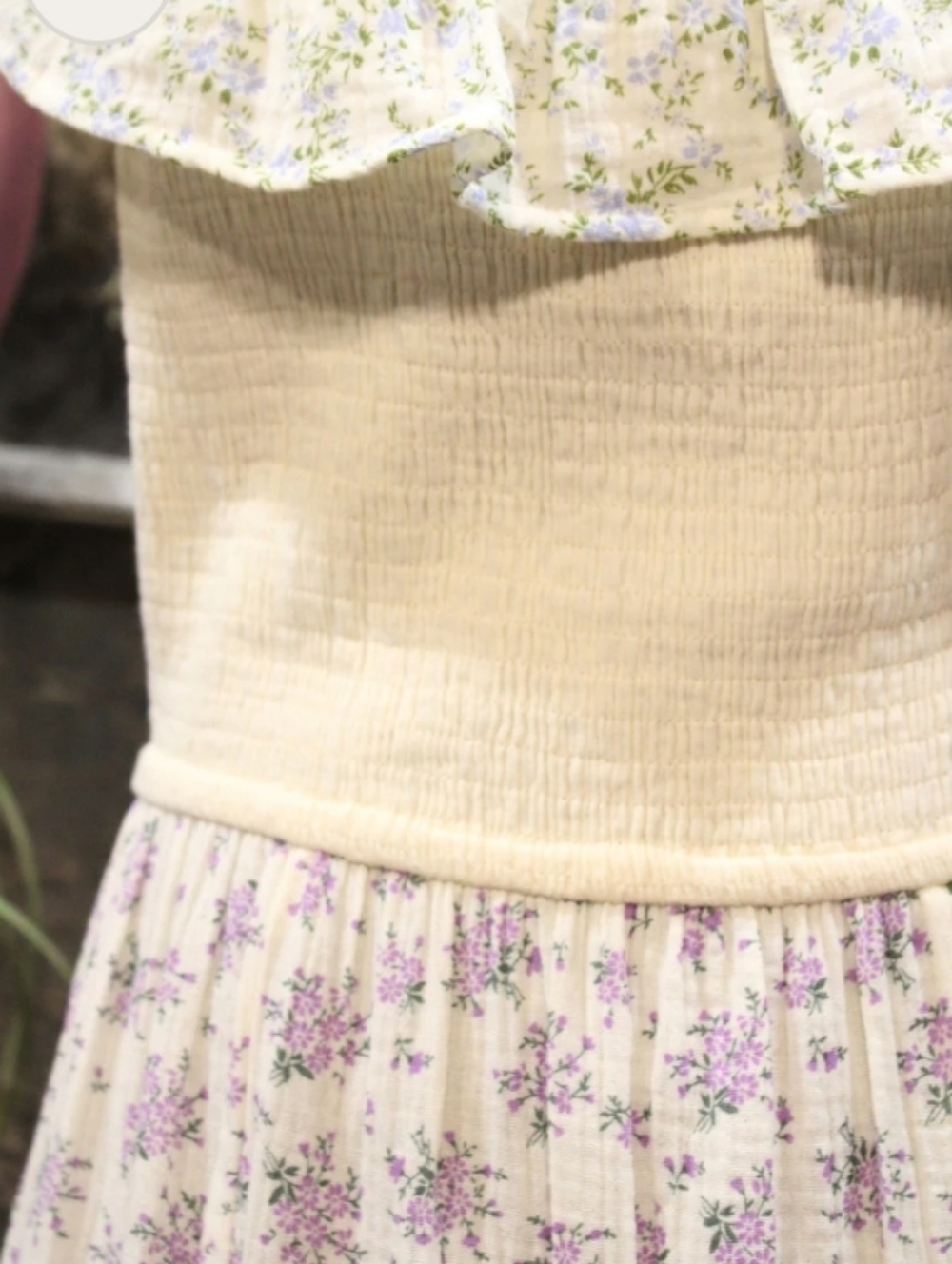 Oddi Delicate Dainty Print Cream Patchwork Floral Ruffle Maxi Dress Nwt Small - Picture 3 of 9